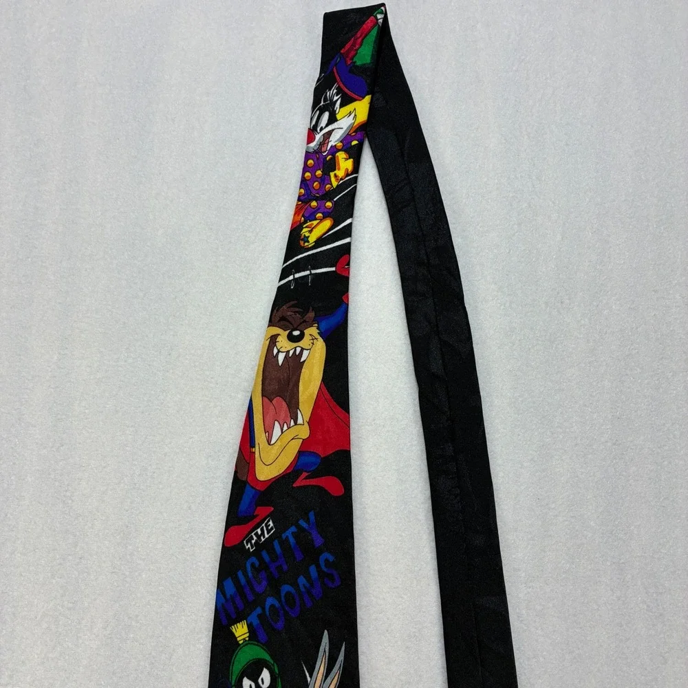 Looney Tunes Mania Mighty Toons Vintage 1993 Necktie Mens Superhero Black OS